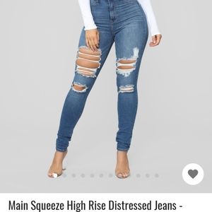 High rise distressed jeans